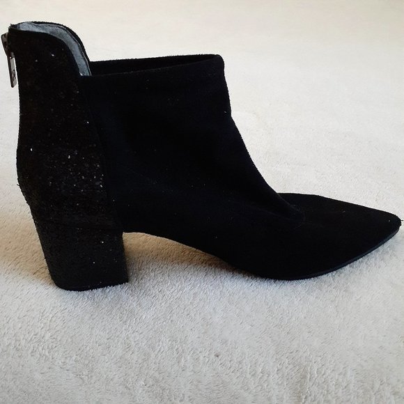 Adrianna Papell Women's Size 8.5 Honey Pump Black Suede Point Toe Glitter Boots - Picture 1 of 11